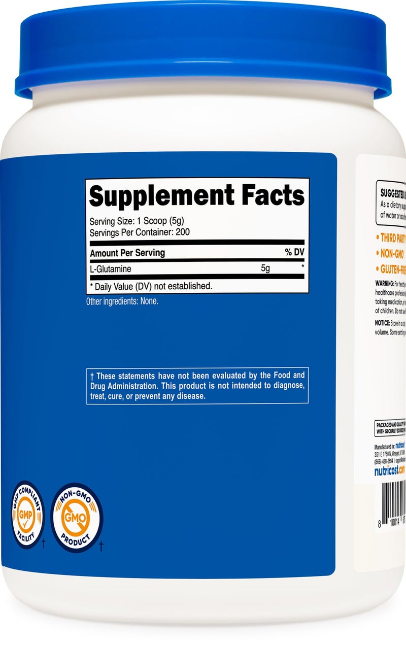 مسحوق إل-جلوتامين من نوتريكوست، 1 كجم - بدون نكهة، غير معدل وراثيًا، خالٍ من الغلوتين - Image 5